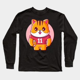 Cute Cat Rugby American Football Long Sleeve T-Shirt